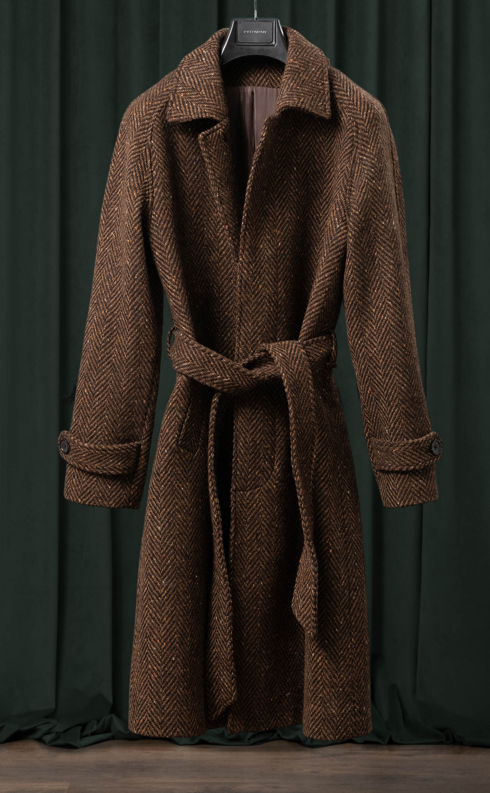 Rust Herringbone Balmacaan Coat
